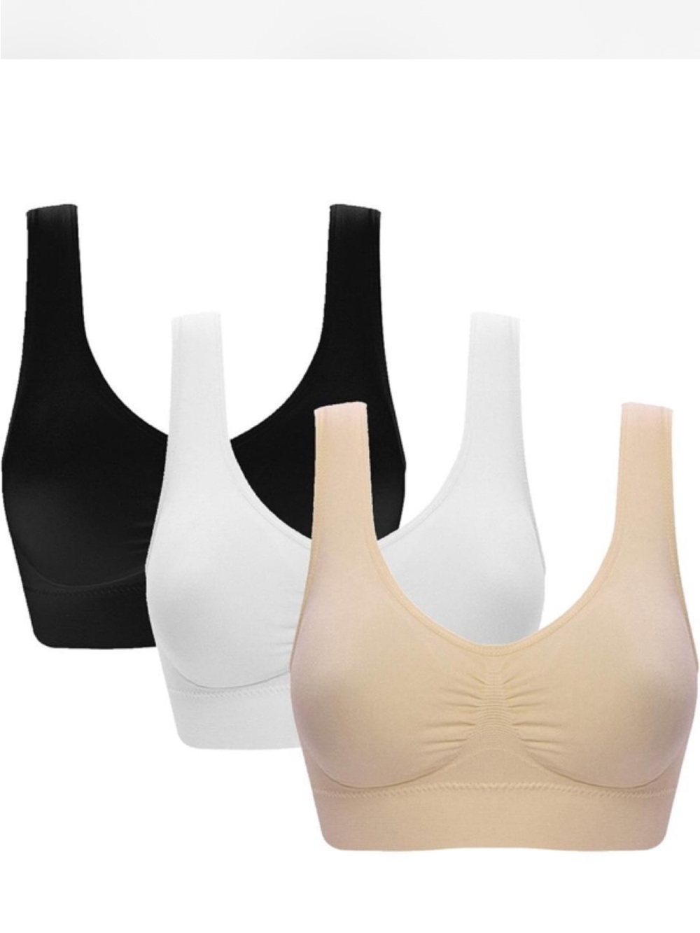 Amazon Seamless Wireless Bra - Black, White & Nude
